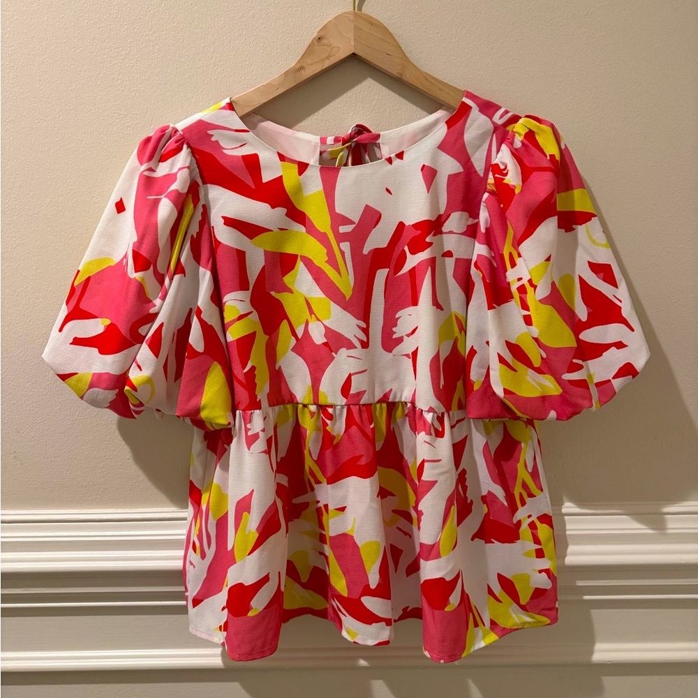 CROSBY by Mollie Burch blouse | M | Pink, yellow, white